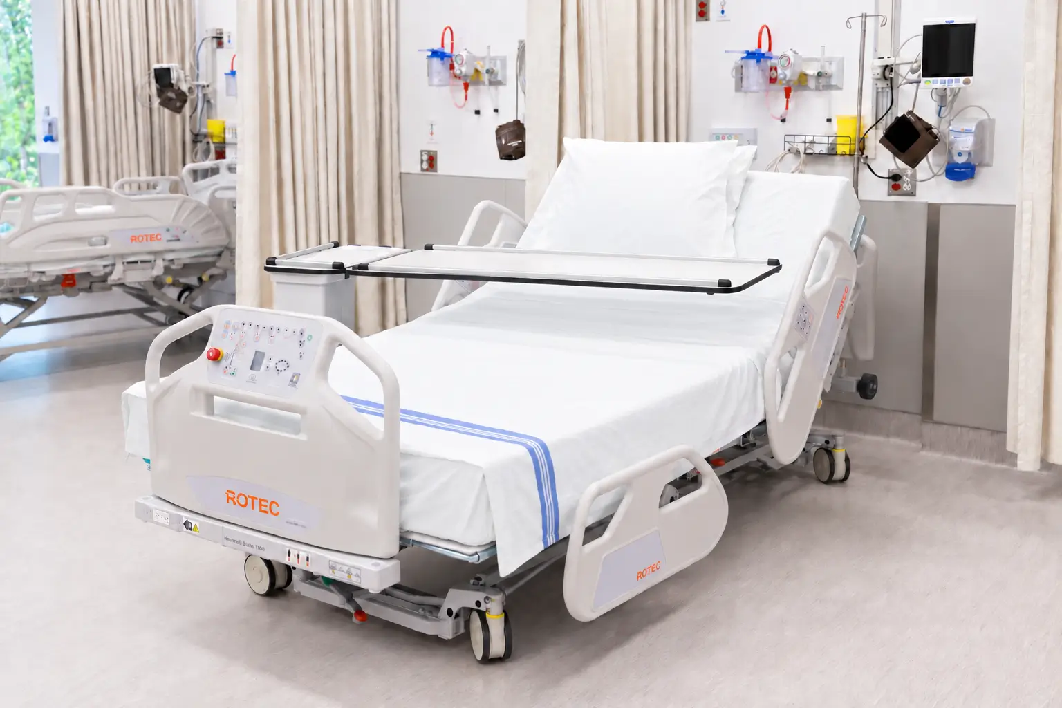 Rotec side table attached to bed