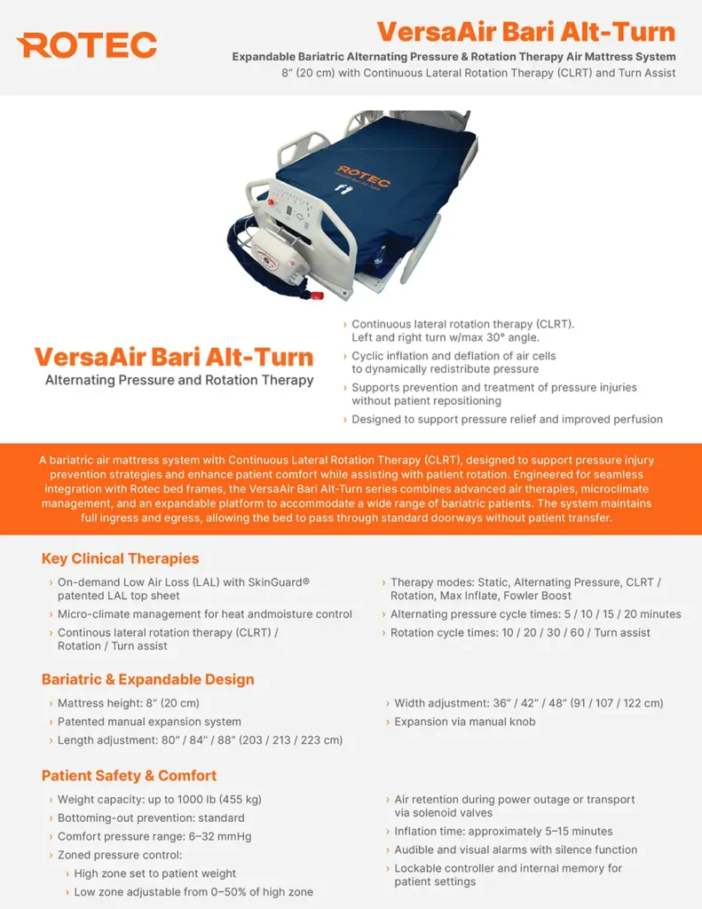 VersaAir Bari Alt-Turn Mattress Technical Sheet