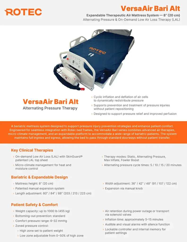 VersaAir Bari Mattress Technical Sheet